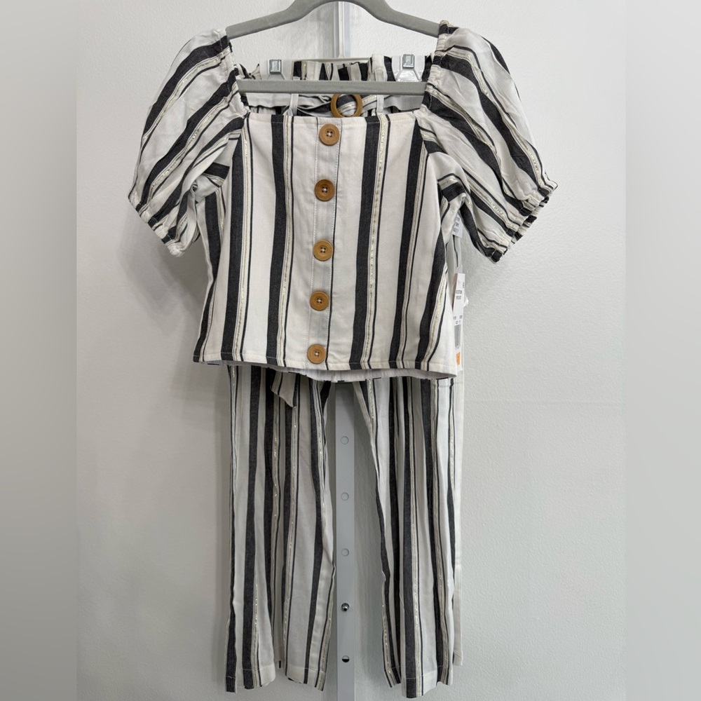 Rare Editions Black and White Striped Jumpsuit